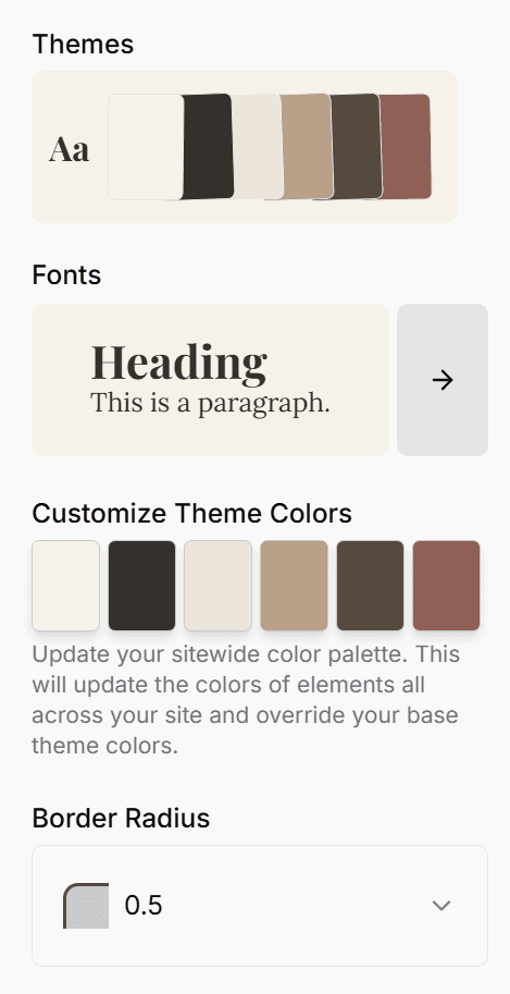 Themes Sidebar